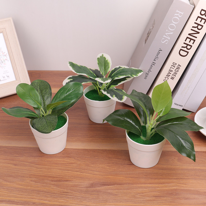 [ดอกไม้ + กระถาง] พืชประดิษฐ์พร้อมหม้อพืชปลอมบอนไซสํานักงาน /โต๊ะรับประทานอาหารตกแต่งบ้านและแสดง - รูปที่ 3