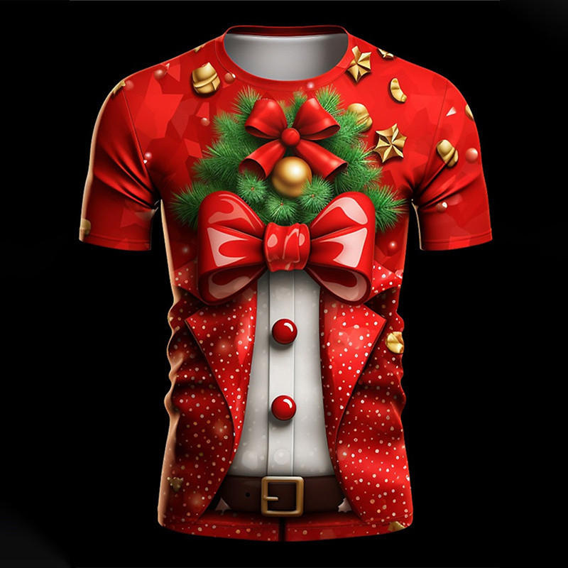 แฟชั่น 3D Merry Christmas พิมพ์ T เสื้อ Santa Claus Xmas กราฟิกเสื้อยืดสําหรับชายเด็กแขนสั้น Unisex Harajuku Top Tee