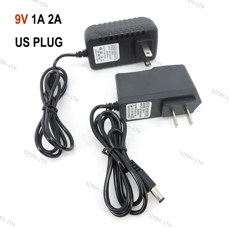 Ac เป็น DC adaptor 9 โวลต์ 9V 1A 2A 1000ma 2000ma US แหล่งจ่ายไฟอะแดปเตอร์หม้อแปลงไฟฟ้า 1000ma 5.5*2