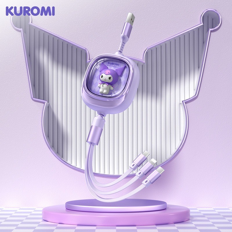 Sanrio SJ-888 100W 3 In 1 Fast Charging Data Cable My Melody Kuromi Pochacco Cinnamoroll Type-c โทรศัพท์มือถือแบบพกพาน่ารัก 5A Flash สายชาร์จ 1.2 M