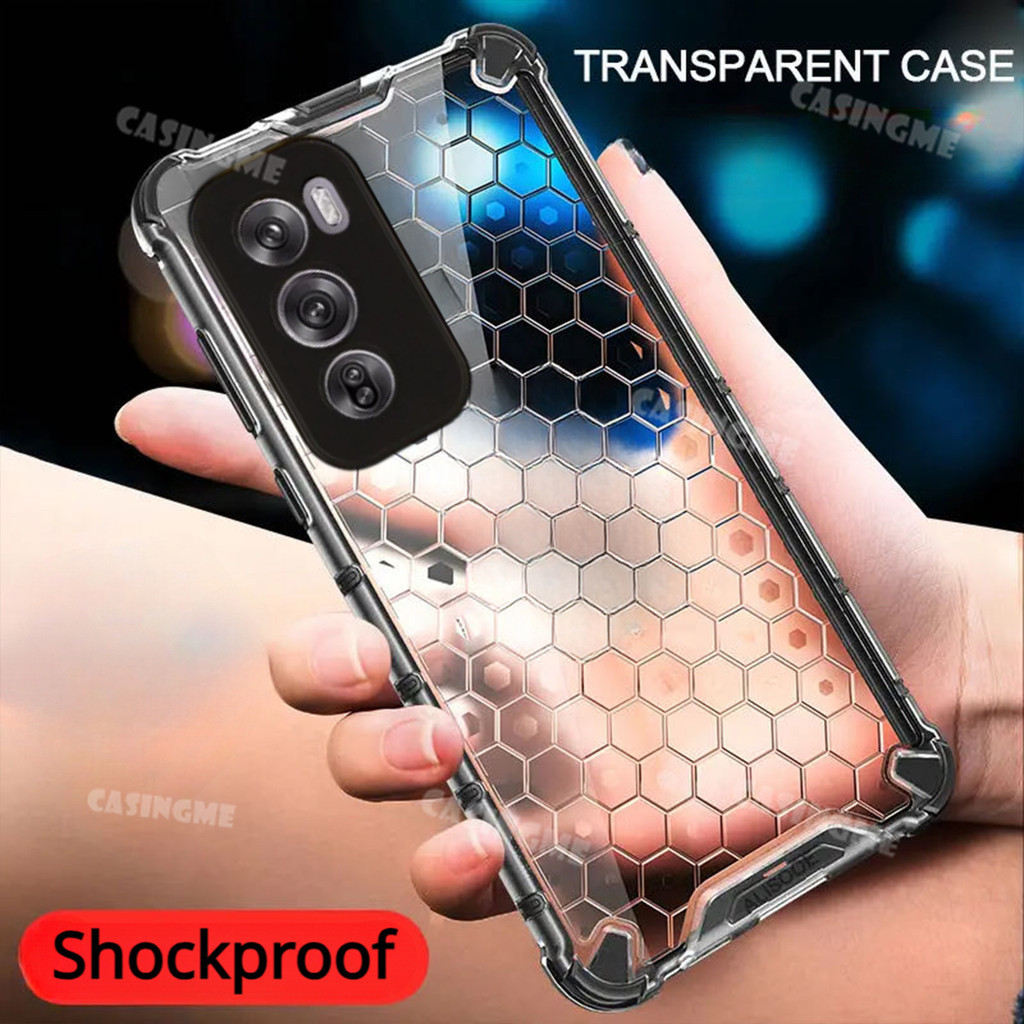 Oppo Reno12 12Pro 5G 2024 กันกระแทกกันชนโปร่งใสรังผึ้งสําหรับ Oppo Reno 12 Reno12 OppoReno12 Pro 12Pro 5G 4G 2024 Clear View อะคริลิคปกหลังเคสโทรศัพท์