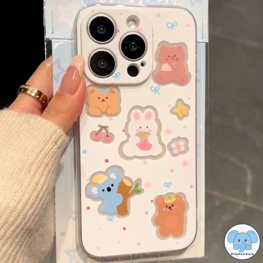 หมีกระต่ายปีกลูกแมวโคอาล่าครอบคลุม IPhone 11 13 12 15 14 Pro Max 7Plus 14 7 8 15 Plus XR X XS Max SE ปกอ่อน
