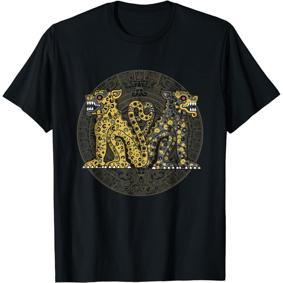 Aztec Calendar With Mexican Jaguar - เสื้อยืด Ocelot Warriors