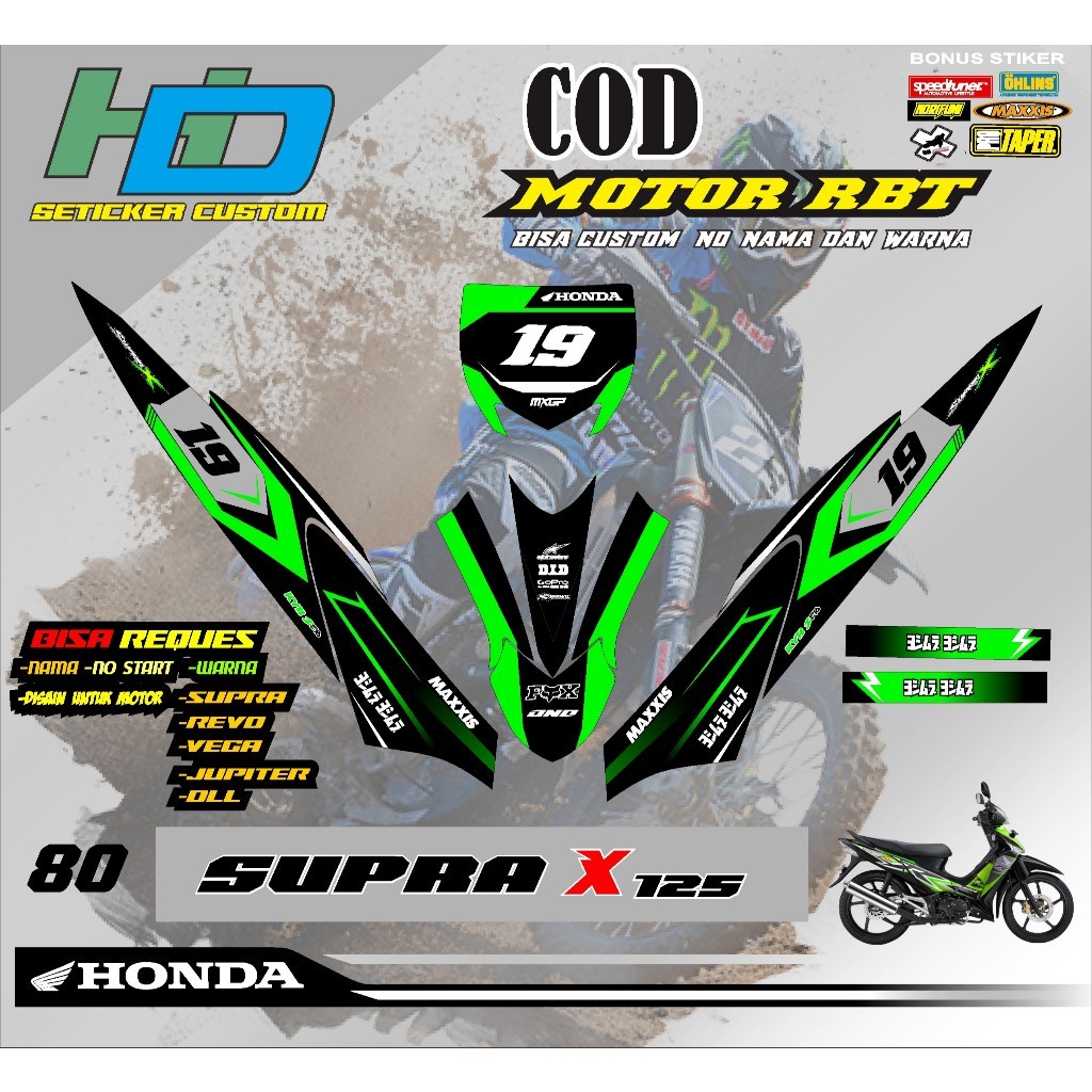 สติ๊กเกอร์ Rbt Supra X 125 Rbt มอเตอร์ Modif Supermoto Yz Crf Klx Kx Ktm Rbt ใหม่ล่าสุด