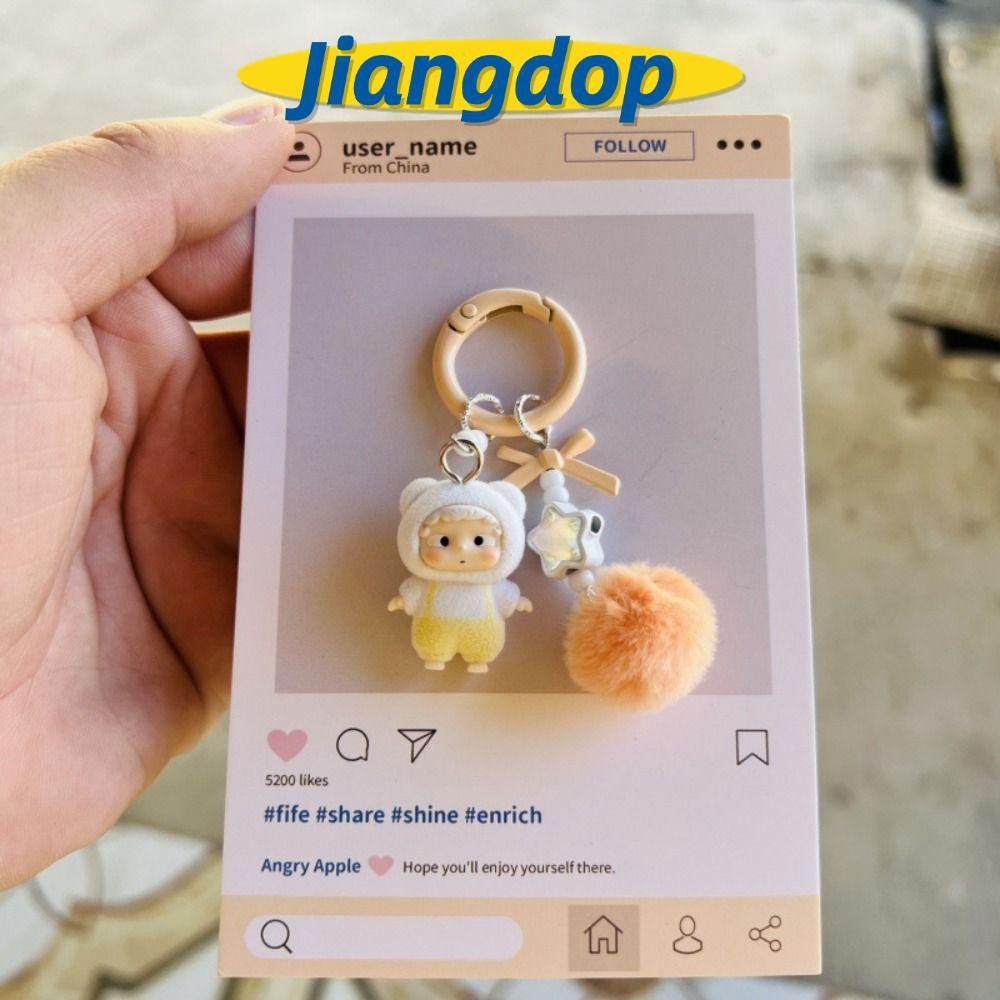 Jiang Heyone Ozai พวงกุญแจ, Flocking Overalls จี้ห้อยกระเป๋า, น่ารักการ์ตูน POPBEANS พวงกุญแจของขวัญ