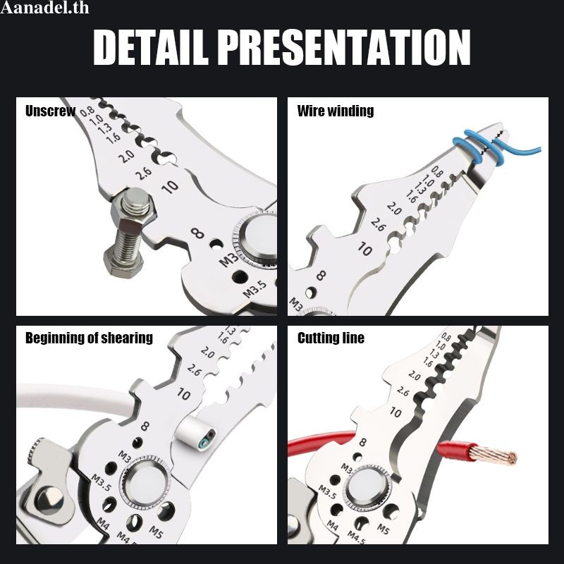 🟣AA🟣 21 IN 1 คีมปอกสายไฟ คีมช่างไฟฟ้าวัสดุสแตนเลส คีมอเนกประสงค์ คีมแยกสายไฟพิเศษ สามารถใช้เป็นประแจได้ด้วย คีมตัดสายไฟ - รูปที่ 3