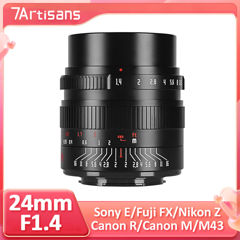 7artisans 24mm F1.4 APS-C รูรับแสงขนาดใหญ่ Prime เลนส์โฟกัสสําหรับ Fuji XF Sony E Canon EOS RM M43 m