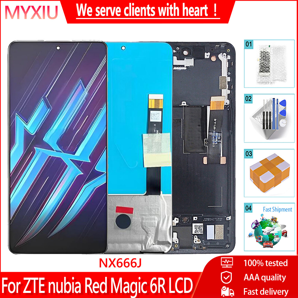 Original สําหรับ ZTE Nubia Red Magic 6R NX666J จอแสดงผล LCD AMOLED หน้าจอสัมผัสแผง Digitizer Assembl