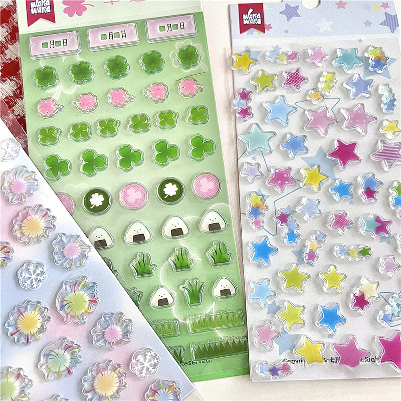 Ins Four Leaves Clover Epoxy Sticker อุปกรณ์ DIY สมุดภาพสติ๊กเกอร์ตกแต่ง
