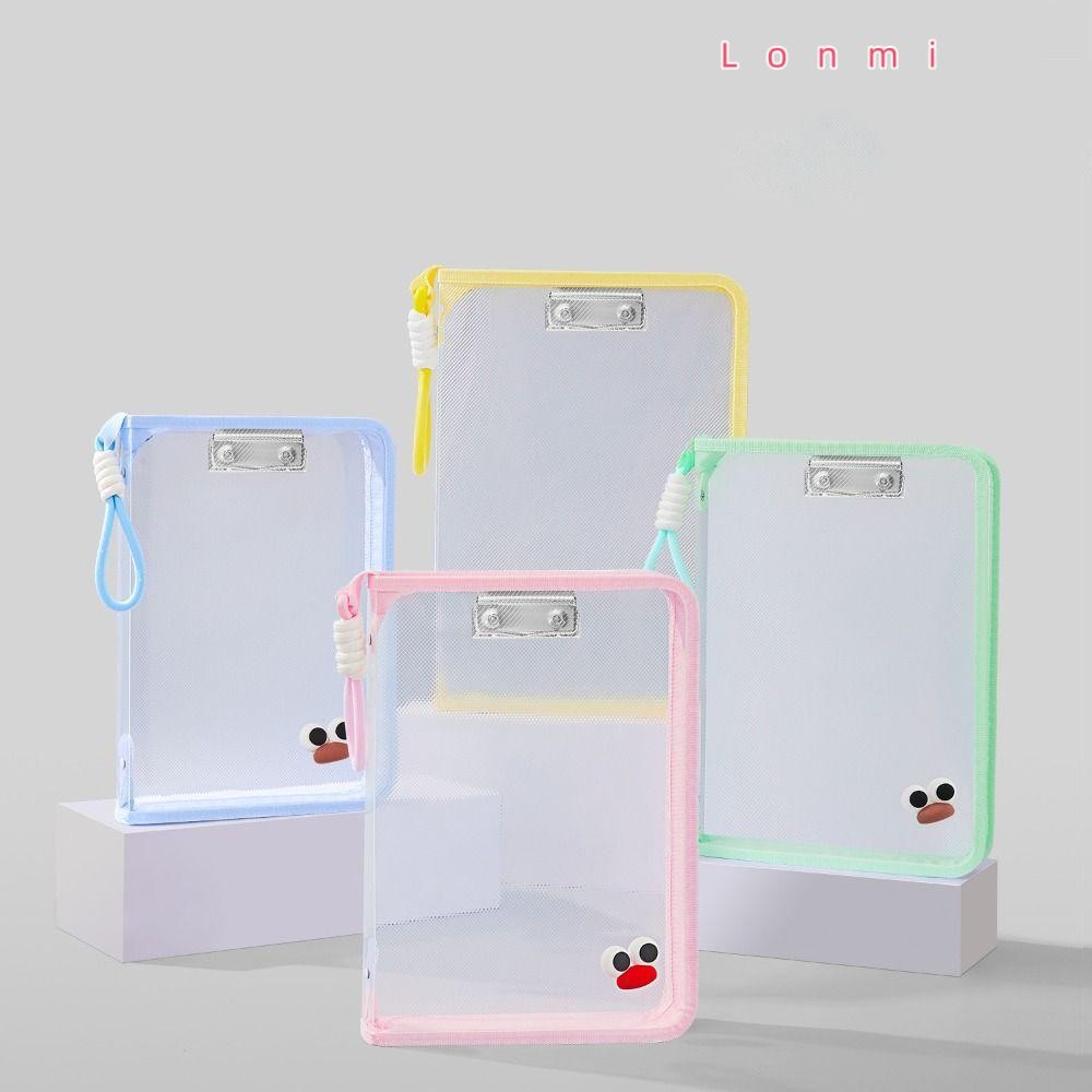 Lonmi กระเป๋าแฟ้มซิป, กระเป๋าจัดระเบียบจัดเก็บแบบใส A4, กระเป๋าใส่โฟลเดอร์แฟ้มประหยัดพื้นที่ความจุขนาดใหญ่สีลูกกวาด
