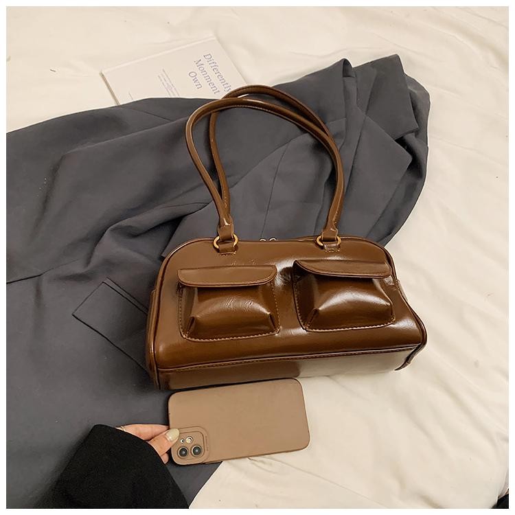 HelenBob กระเป๋าสะพายไหล่ผู้หญิง สไตล์อ้วน เวอร์ชันเกาหลี ความจุขนาดใหญ่ วัสดุ PU มีสไตล์ กันน้ำ มีซิป - รูปที่ 7