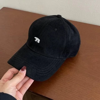 Halo studio พร้อมส่ง🔥หมวกเบสบอลสไตล์เกาหลีสตรี การเย็บปักถักร้อยหมีขั้วโลก bear cap