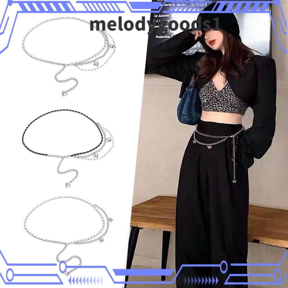 Melodygoods1 เอวโซ่โลหะ,ผีเสื้อหัวใจรักทอผ้าเข็มขัดเอวสูงระดับไฮเอนด์,แฟชั่นปรับ DIY ตกแต่งเครื่องประดับสําหรับผู้หญิงเลดี้สาวเจ้าสาว