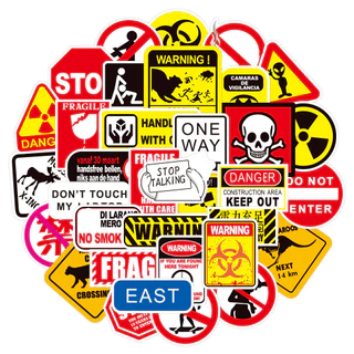 ❉ Warning Sign Series 01 สติ๊กเกอร์ ❉ 50Pcs/Set Warning Mark DIY Fashion Mixed Luggage Laptop Skateboard Doodle Decals สติ๊กเกอร์