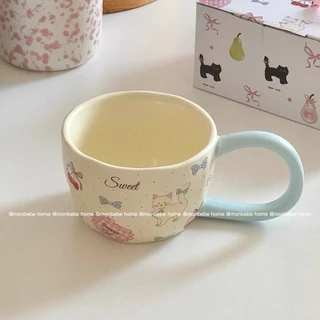 แก้วนม แก้วกาแฟ ลายแมวน่ารัก ใช้ไมโครเวฟได้ มี 3 ลายให้เลือก พร้อมส่ง