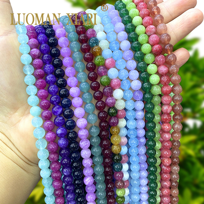 4/6/8/10/12 มม.รอบหินธรรมชาติ Ruby Emerald ทัวร์มาลีน Chalcedony Spacer ลูกปัดสําหรับเครื่องประดับทํา DIY สร้อยข้อมืออุปกรณ์เสริม
