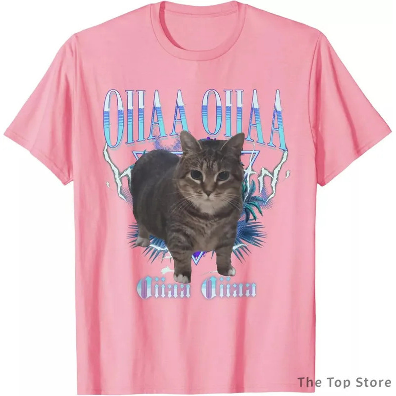 Hot sales😸 Harajuku oiia oiia Cat brainrot Graphic T เสื้อ Pro Choice Mens Retro T เสื้อแขนสั้นน่ารั