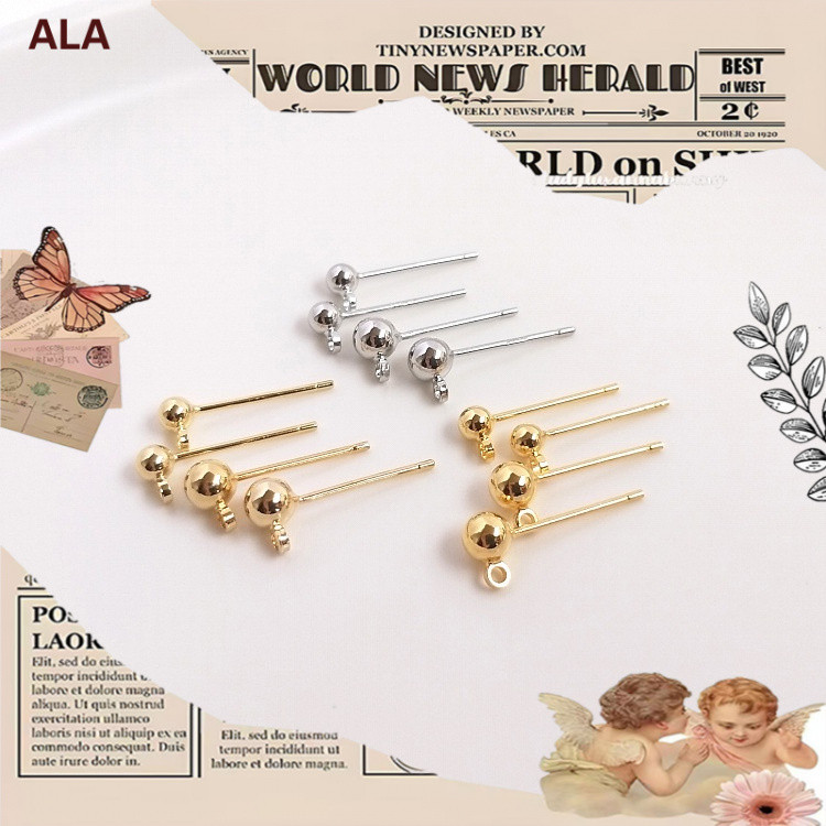 【💖เครื่องประดับ DIY💖】S925เงินแท้ชุบ18k14k สีทองอ่อนพร้อมแหวนแขวนแหวนต่างหูถั่วต่างหูเข็ม DIY เครื่อง