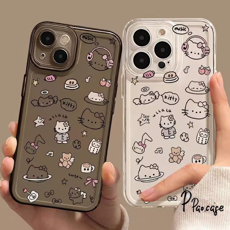 เคส เข้ากันได้กับ IPhone 11 16 15 13 14 12 Pro Max 8 7 14 15 Plus XR XS X Max SE เคสใสลายการ์ตูนแมวผูกโบว์สุดสร้างสรรค์ ราคา ถูกที่สุด ดีลบีเคเค แกลเลอรีภาพที่ 4
