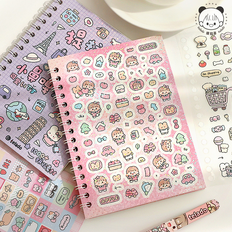 สมุดสติ๊กเกอร์ PET 16 ชิ้น/ถุง ลายกบ หมี กระต่าย สัตว์ ขนาดเล็ก สติ๊กเกอร์สร้างสรรค์ วัสดุสำหรับทำบัตรอวยพร DIY กล่องเก็บถ้วย แผ่นจดบันทึก ตกแต่ง