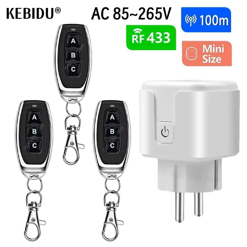 433Mhz ไร้สายไฟฟ้าซ็อกเก็ตรีโมทคอนโทรล Mini EU ปลั๊ก 220V 230V 15A ไฟฟ้า Outlets โคมไฟ