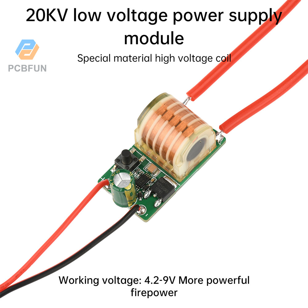 Pcbfun โมดูลจุดระเบิดแรงดันสูงขนาดเล็กสีม่วงอุณหภูมิสูง Arc สามารถ Ignite กล่องกระดาษแข็งไม้ DC 4.2-9V ถึง AC 10-20KV