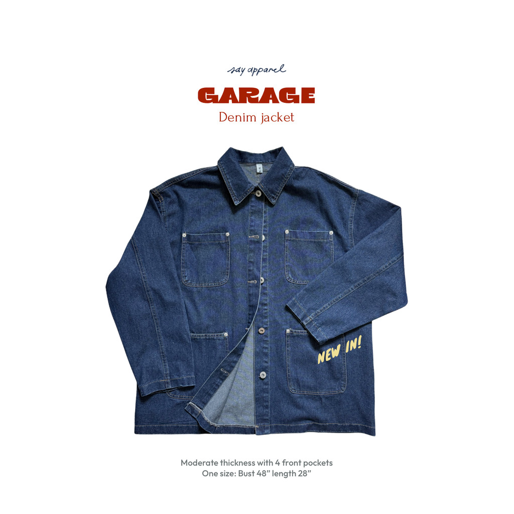 SAY APPAREL: Garage denim jacket แจ็กเกตยีนส์ทรงตรง พร้อมกระเป๋าหน้า