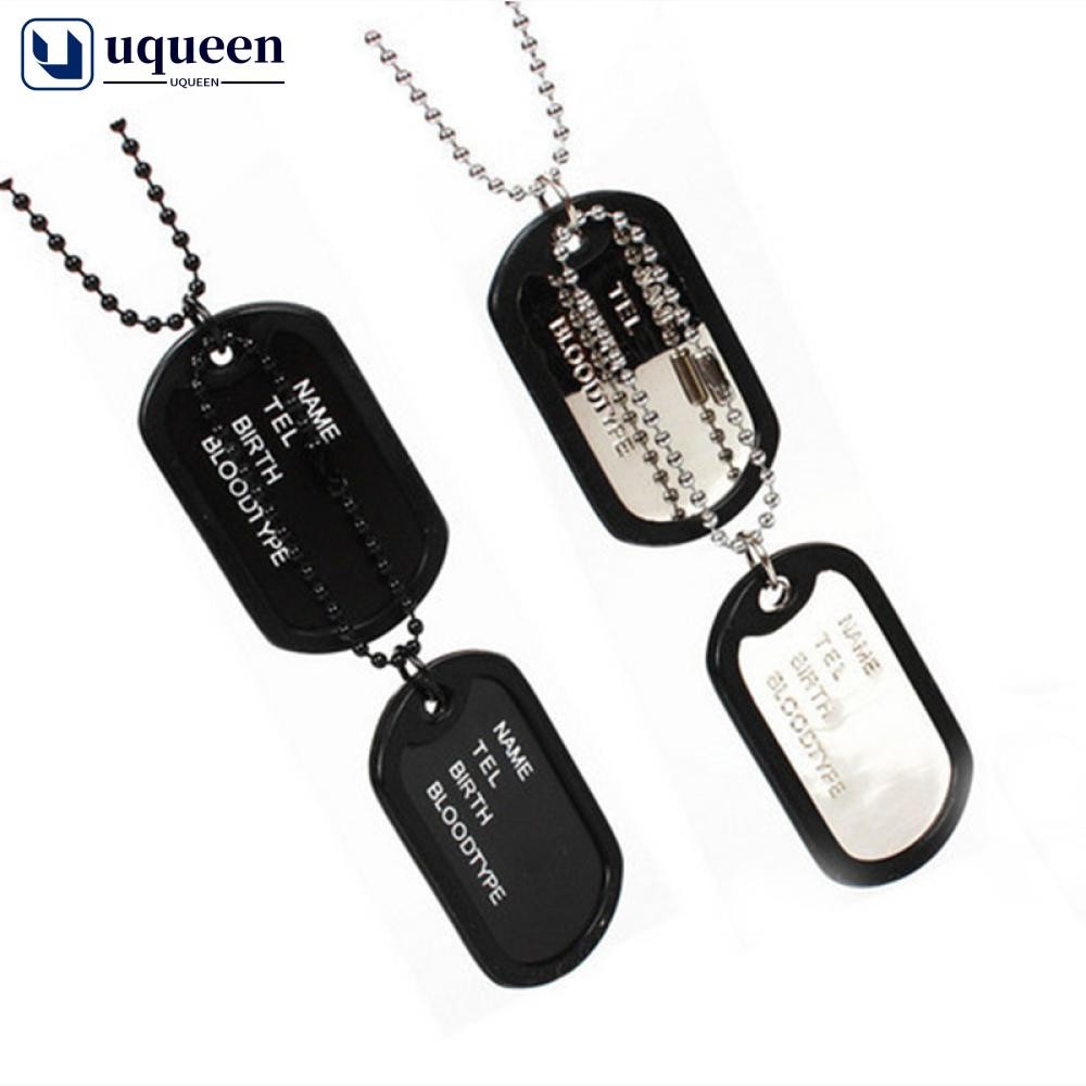 Uqueen สร้อยคอจี้โซ่แท็กสุนัข 2 อันสไตล์ที่น่าสนใจของผู้ชาย T9U3