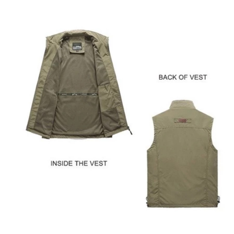 เสื้อกั๊กแขนกุดผู้ชาย เดินป่า แคมป์ปิ้ง ผู้ชายเสื้อกั๊กแขนกุดสบายๆกลางแจ้งภูเขาตกปลาเสื้อกั๊กระบายอากาศกันน้ํา M-5XL - รูปที่ 4