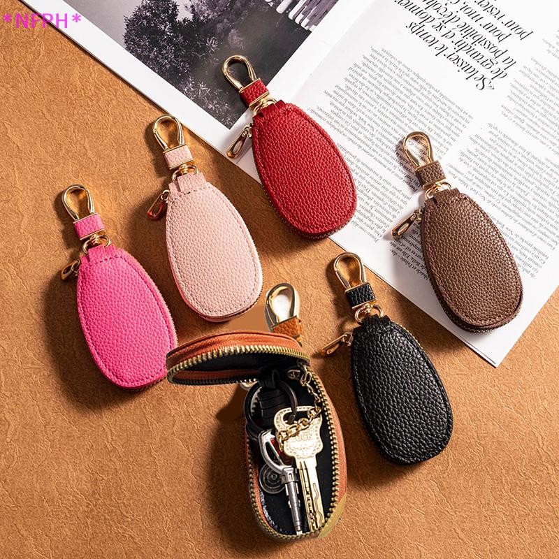 Nfph> กระเป๋าสตางค์กุญแจรถผู้หญิงคู่ซิปกุญแจประตูการจัดเก็บมินิแบบพกพามัลติฟังก์ชั่ที่เรียบง่ายป้องกันแข็งคลาสสิก ไม่จํากัดเพศ ใ