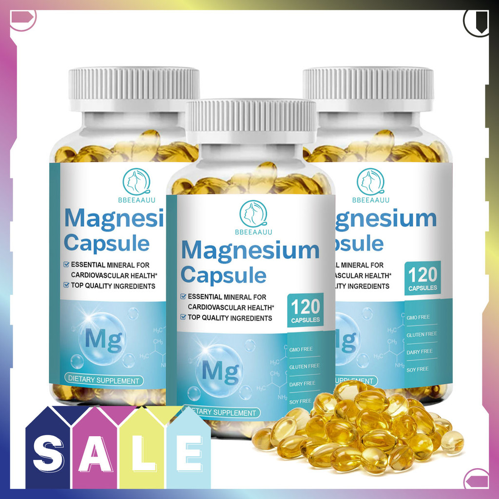 Bbeeaauu Magnesium Complex Capsules 500mg บรรเทาความดันประสาทและการหดตัวของกล้ามเนื้อและสุขภาพหัวใจ