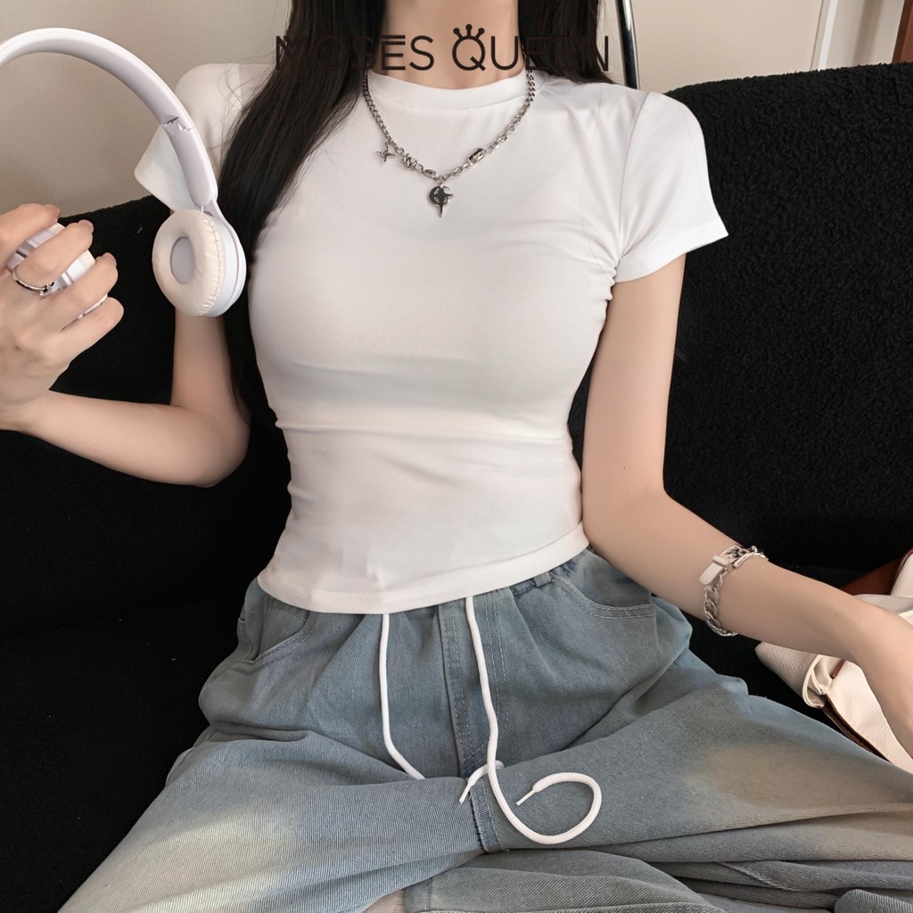MOSESQUEEN تيشيرت نسائي قصير ضيق — صورة 8