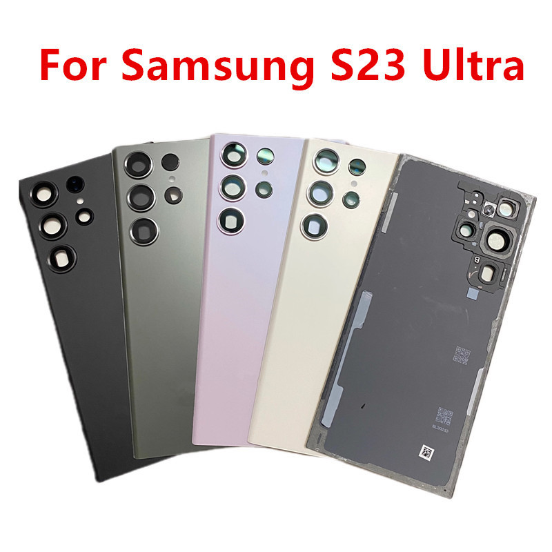 S23ultra สําหรับ Samsung Galaxy S23 Ultra S918 6.8 "แบตเตอรี่แก้วฝาหลังซ่อมเปลี่ยนประตูด้านหลังกรณี + เลนส์กล้อง