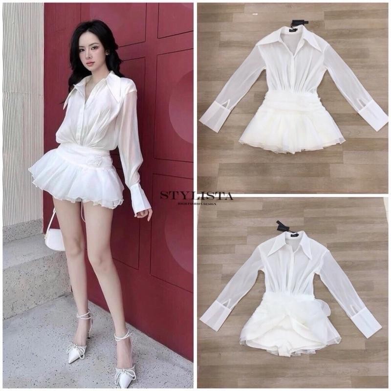 Shop_DD  (พร้อมส่ง) Sty143 Set ชุดเซ็ทเดรสเชิ้ต+กระโปรงสั้นกางเกงแต่งดอกไม้ สำหรับผู้หญิง  ไซส์ Xs-L