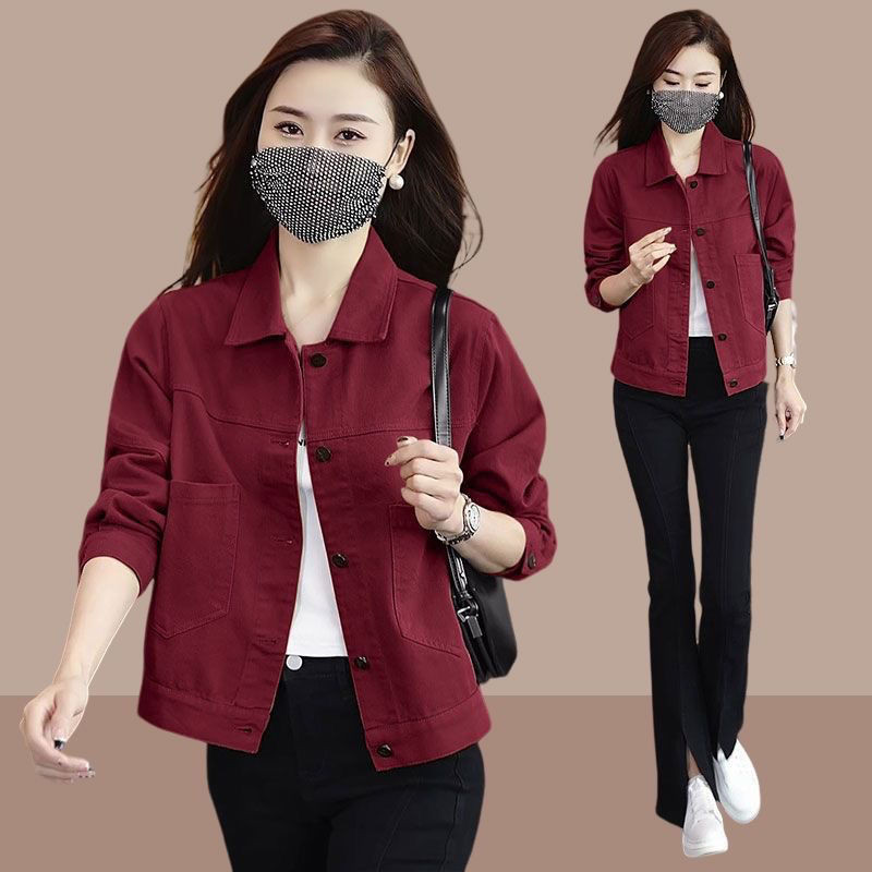 เวอร์ชั่นเกาหลีฤดูใบไม้ผลิฤดูใบไม้ร่วงสวมใส่ด้านนอกแจ็คเก็ตแขนยาวแฟชั่นที่เรียบง่ายสบายๆทุกการแข่งขันสุภาพสตรีแฟชั่นด้านบน