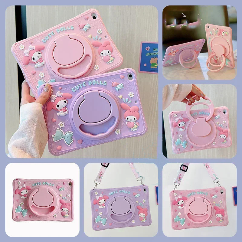 สําหรับ Infinix Xpad 20 X Pad 20 Pro 12 นิ้ว 2025 แท็บเล็ต 360 องศาหมุนฝาครอบการ์ตูนสายคล้องซิลิโคนก