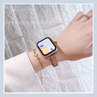 สายนาฬิกาข้อมือโลหะ หัวเข็มขัดคู่ สําหรับ Apple Watch iwatch7 Applewatch65432 se