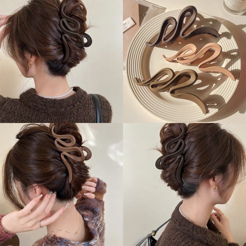 Shark Clip Frosted Curve Back Head - กิ๊บติดผมดีไซน์โค้งหลังแบบฝอยเงิน สไตล์เกาหลีเรียบหรู