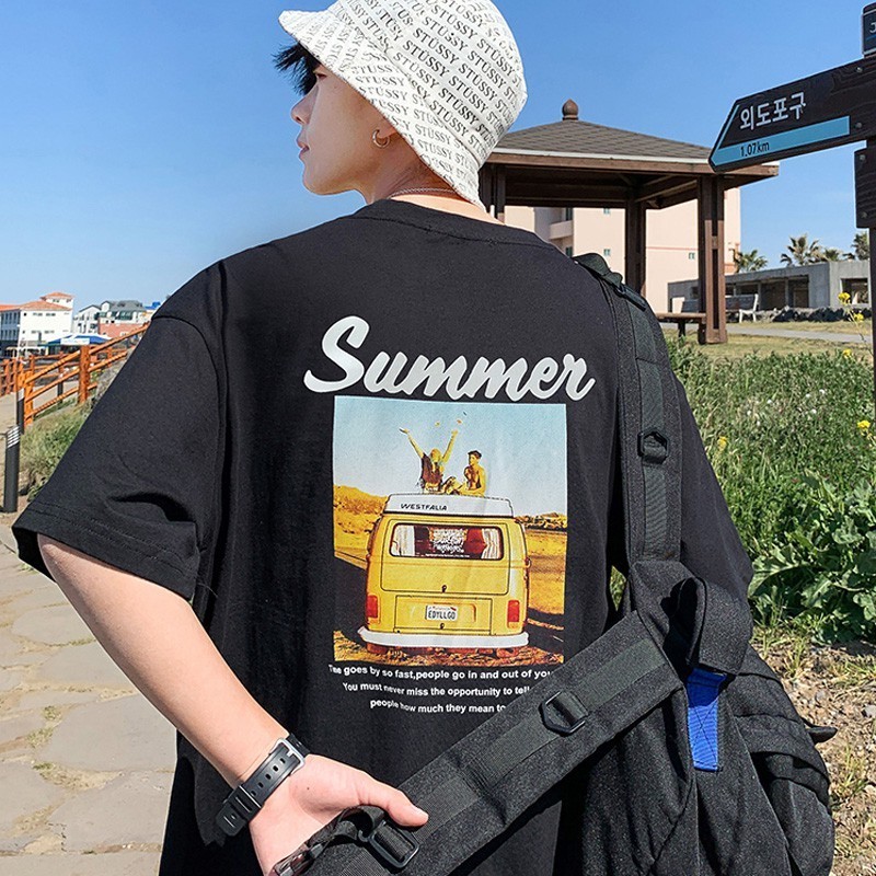 （จัดส่งตลอด 24 ชั่วโมง）Woo Right เสื้อยืดแนวสตีท Oversize สไตล์เกาหลี เสื้อผ้านิ่มใส่สบาย เสื้อพิมพ์ลาย HY