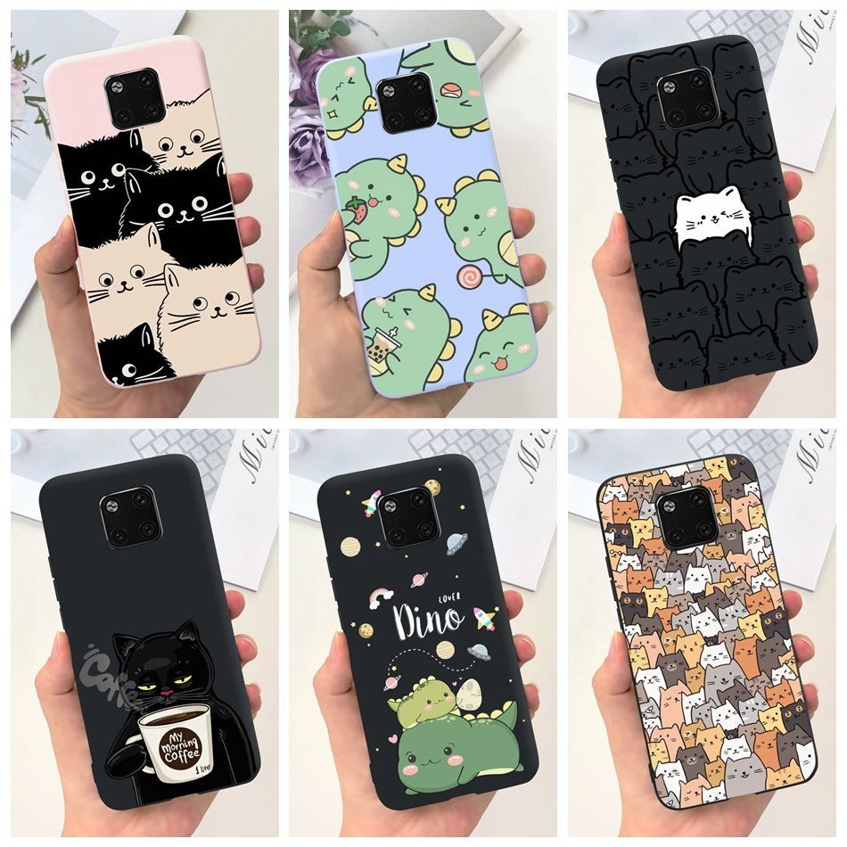 Huawei Mate 20 Pro / Mate 20 Lite / Mate20 เคสโทรศัพท์ ซิลิโคนนิ่ม ลายการ์ตูนไดโนเสาร์ แมวน่ารัก สีแคนดี้