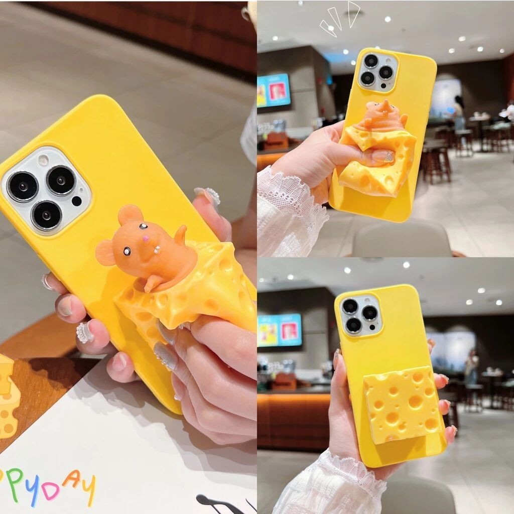Casing For Huawei P30 Lite Y9 Prime 2019 Y7A Y6P Nova 3i 4e 5T 7i 7SE 7 9SE 10 Pro Cartoon 3D Cheese Jumping Mouse Relieve Stress Phone Case