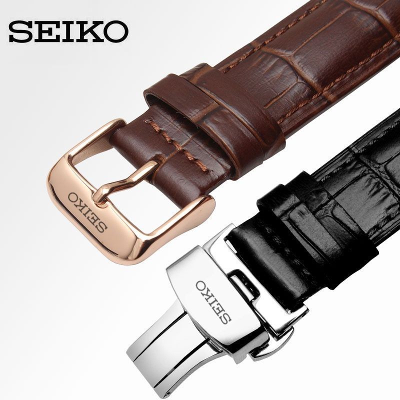 Seiko No. 5 สายนาฬิกา หัวเข็มขัด หนังแท้ อุปกรณ์เสริมนาฬิกา 16 18 20 มม. หัวเข็มขัดผีเสื้อ หัวเข็มขัดนาฬิกา หัวเข็มขัด