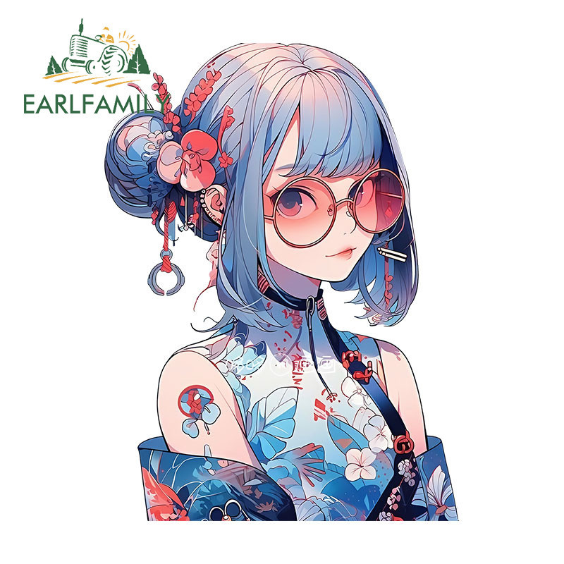 Earlfamily 13 ซม.อะนิเมะ Tattoo สาวรถสติกเกอร์การ์ตูนกันน้ํารถจักรยานยนต์ด้านหลังกระจกหมวกกันน็อค JDM ไวนิล Decals Graffiti Amusing รถสินค้า
