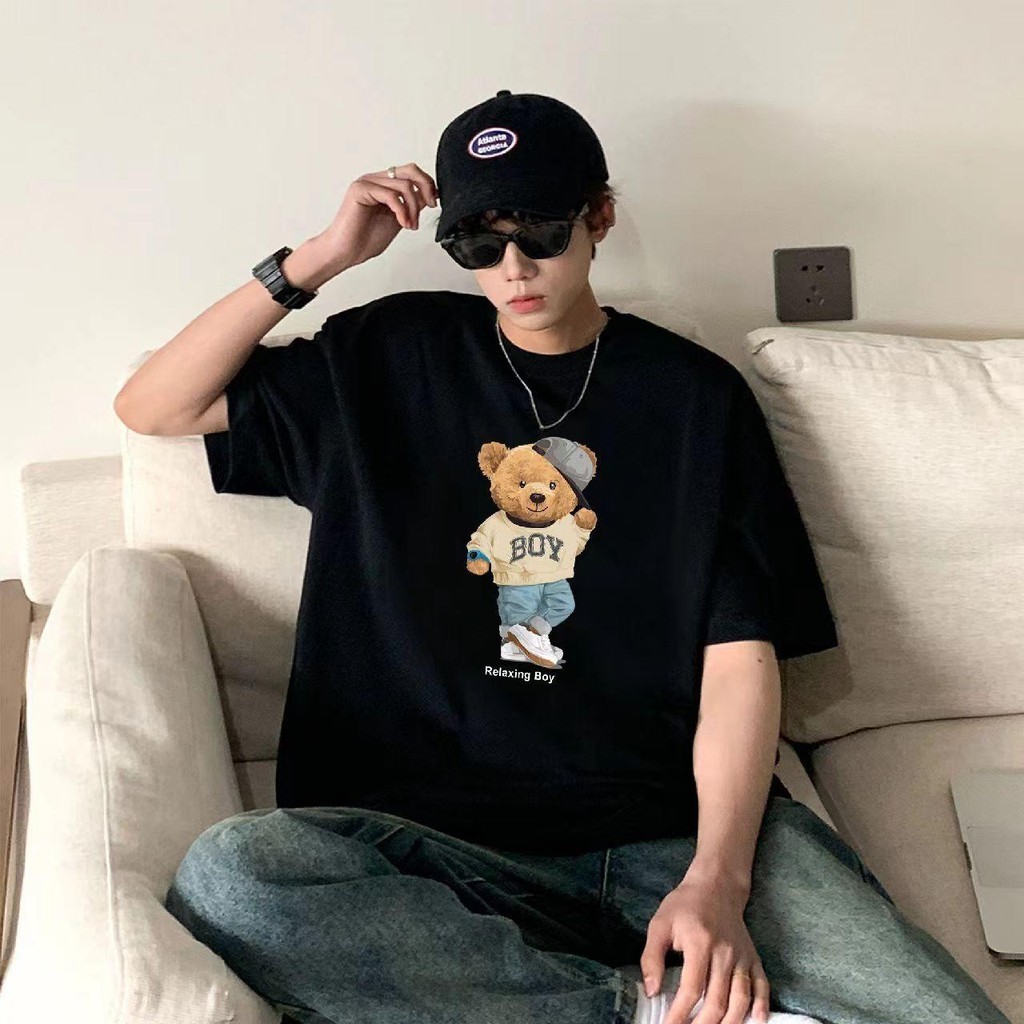 You-T สไตล์ลำลอง ผู้ชายและผู้หญิง เสื้อยืดผ้าคอตตอน ผ้าฝ้ายใส่สบาย สไตล์เกาหลี เสื้อยืด มินิมอล ลาย "BOY"