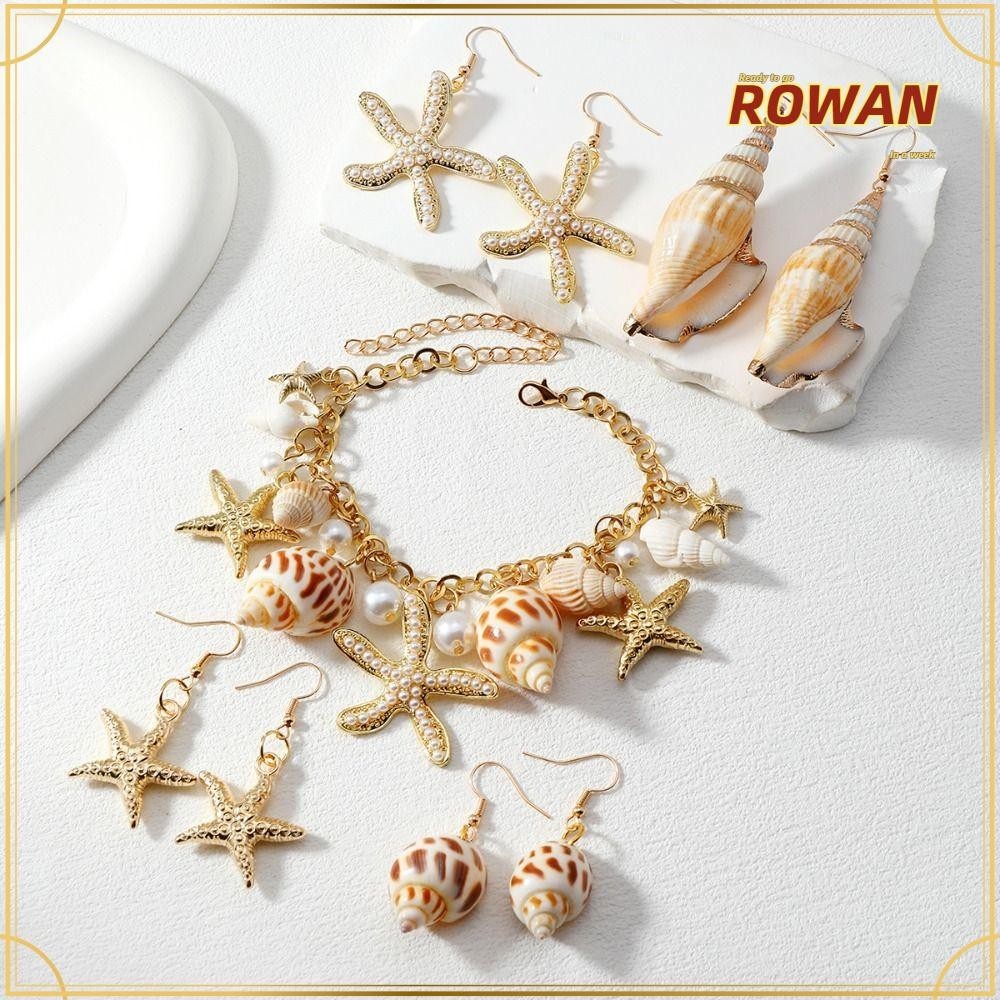 Rowans สร้อยคอ สร้อยข้อมือ จี้เปลือกหอย ปลาดาว ต่างหูมุก สไตล์โบฮีเมียน