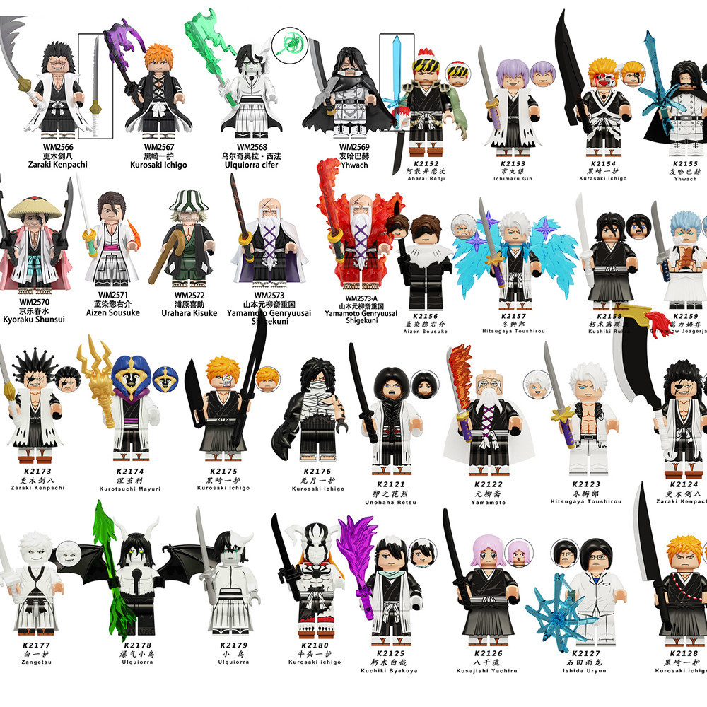 ของเล่นตัวต่อฟิกเกอร์ Bleach Kurosaki Ichigo Ulquiorra Zaraki Kenpachi Kurotsuchi Mayuri ขนาดเล็ก