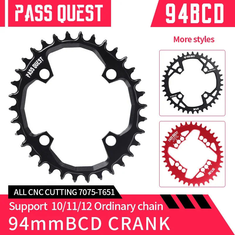 PASS QUEST 94BCD 4-Bolt จักรยาน Chainring สําหรับ SRAM NX GX X1 รอบ/รูปไข่ 30-40T แคบกว้างฟันเฟือง C