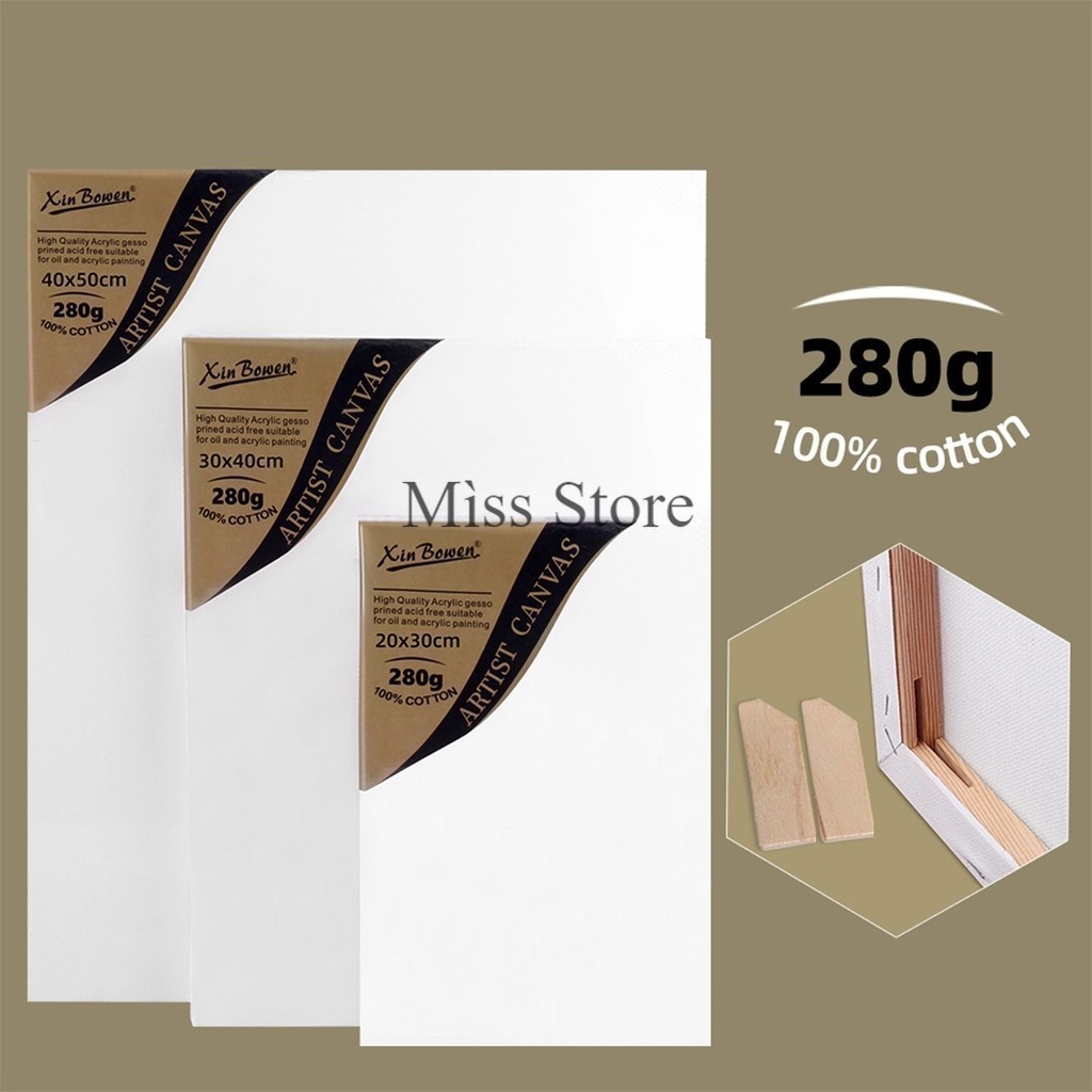 เฟรมผ้าใบสำเร็จรูป ผ้าใบวาดรูป เฟรมผ้าใบแคนวาส คุณภาพดี DIY สีน้ำมัน สีอะคริลิค 280g 100% cotton