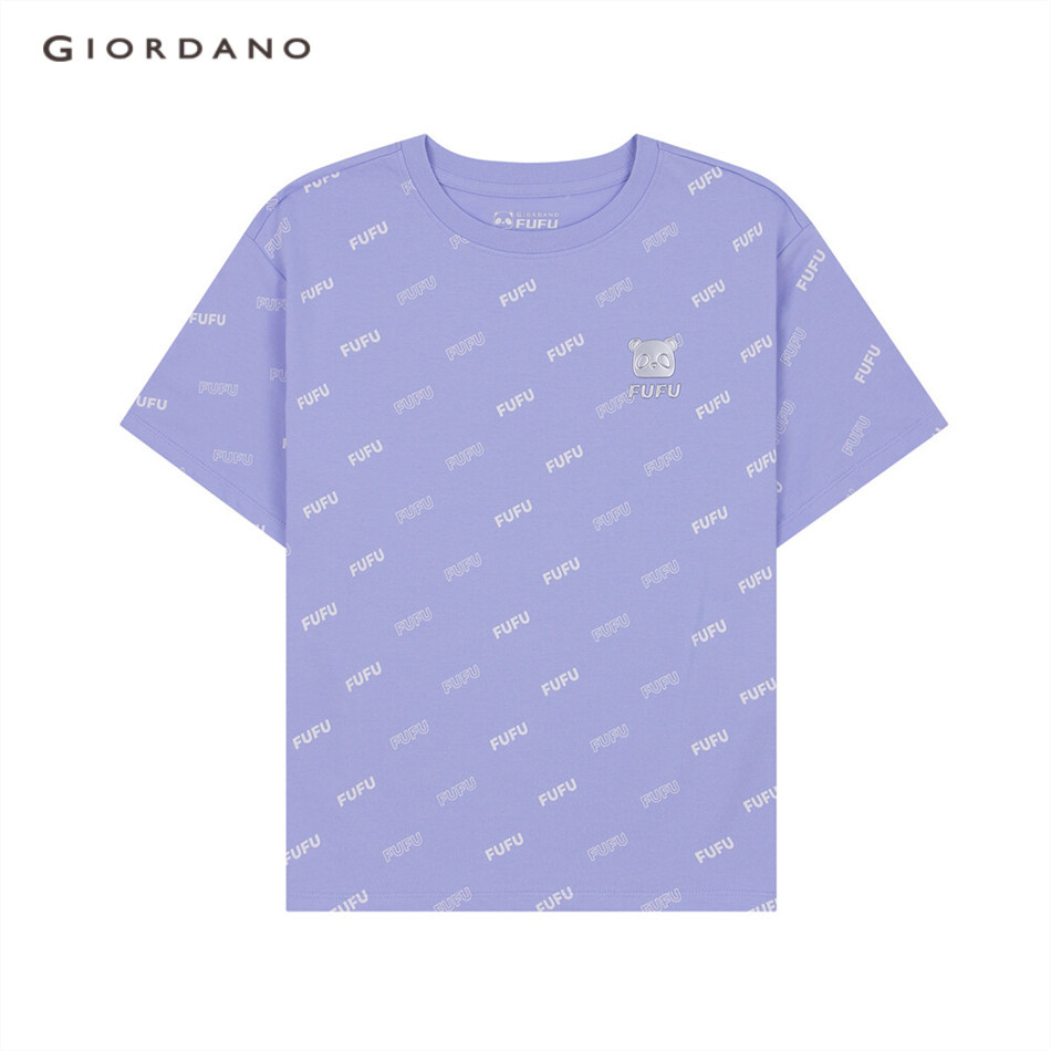 GIORDANO เสื้อยืดผู้หญิง Women's Sorona Overprint Tee 05394221