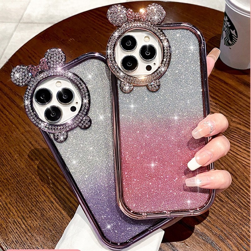 เคสโทรศัพท์มือถือ TPU นิ่ม แบบใส กันกระแทก กันตก ประดับเพชร หรูหรา สําหรับ iPhone 11 12 13 14 15 Pro Max